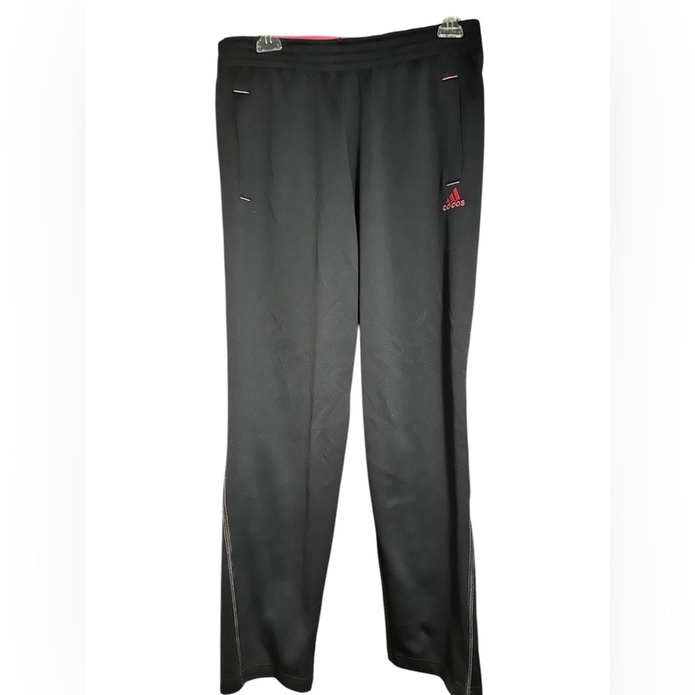 Adidas Black and Pink Track Pants with Elastic Waistband